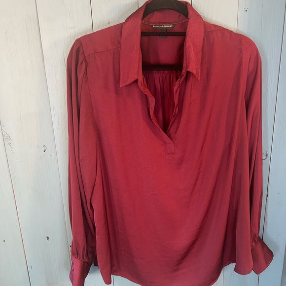 Banana Republic Tops - Banana Republic Maroon/Red Long Sleeve Blouse | Women’s Size XL